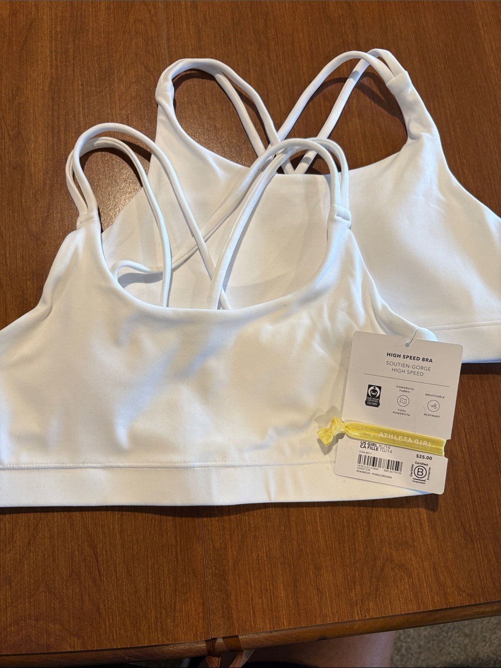 NWT Athleta Girl Bundle of 1 High Speed Bra & 1 white Upbeat Bra 2.0 Size XL/14.